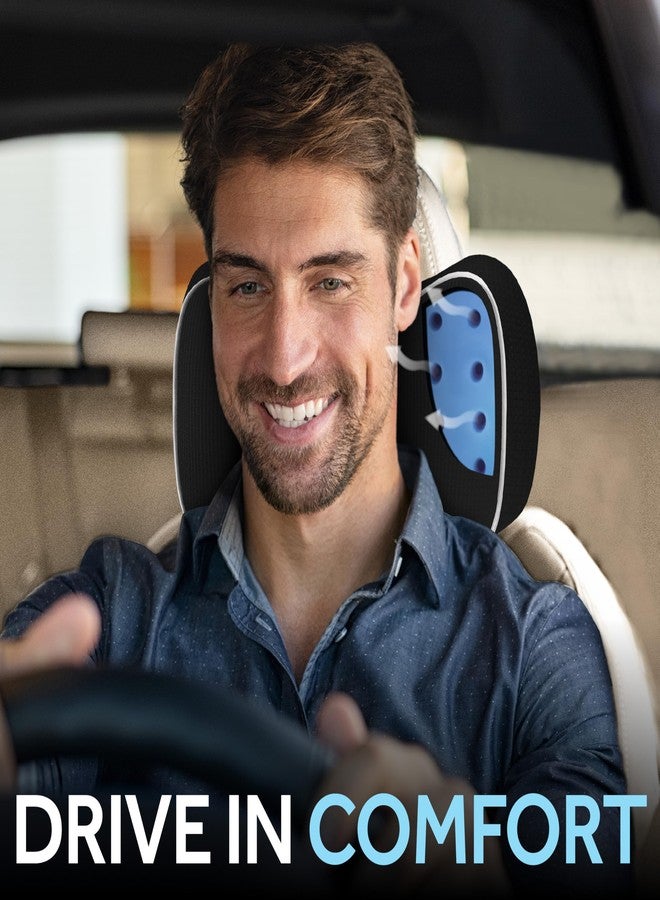 Sealy وسادة عنق سيالي من فوم الذاكرة للسيارة أو كرسي المكتب - وسادة عنق عنقية، وسادة رأس مبردة للسيارة أو وسادة كرسي المكتب للعنق - Image 4