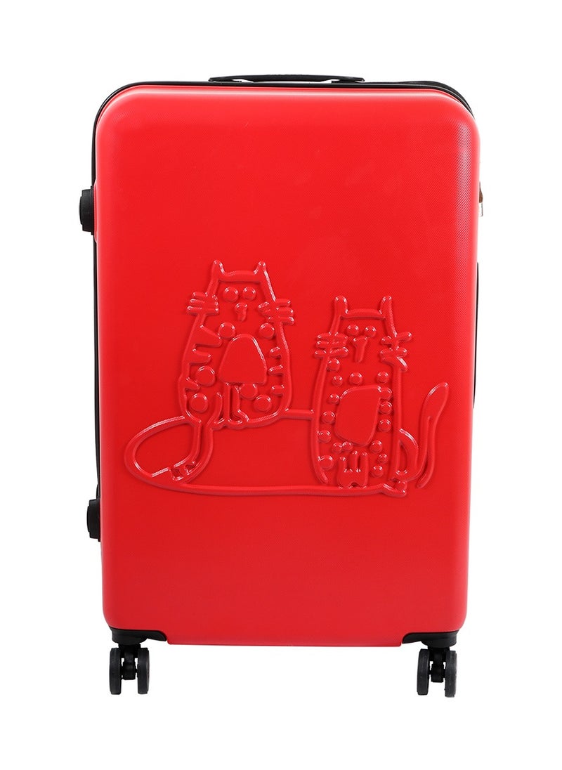 Biggdesign - Biggdesign Lightweight Cats Design Carry On Luggage with Spinner Wheel and Lock System Red 20-Inch - Image 1