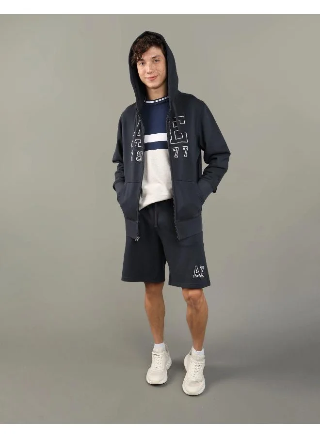 American Eagle AE Fleece Logo Graphic Zip-Up Hoodie