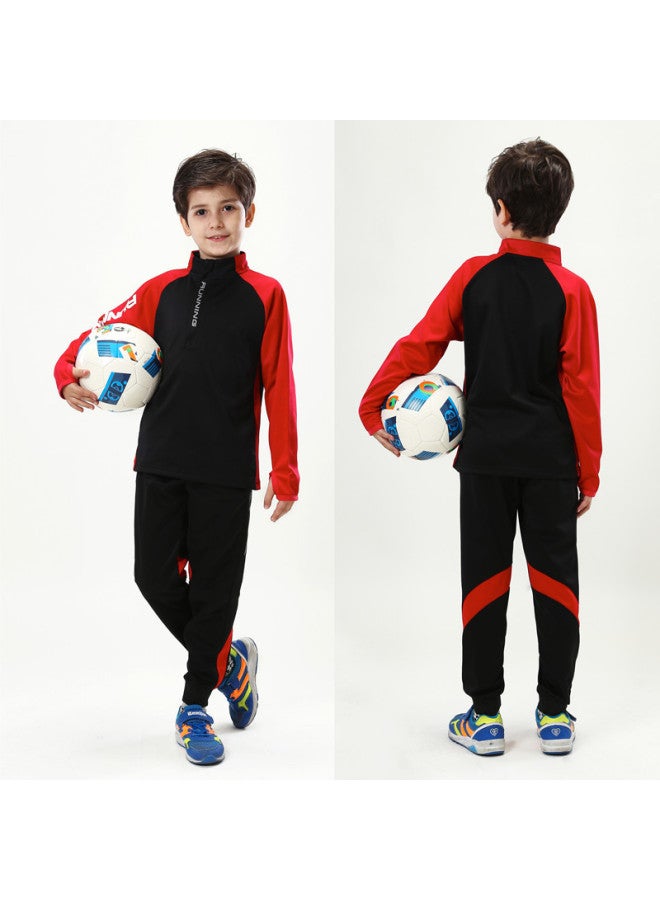 Children's Long-sleeved Football Clothing Training Clothing Suit Autumn And Winter Velvet Elementary School Students' Football Clothing Men's Sports Team Clothing Printing