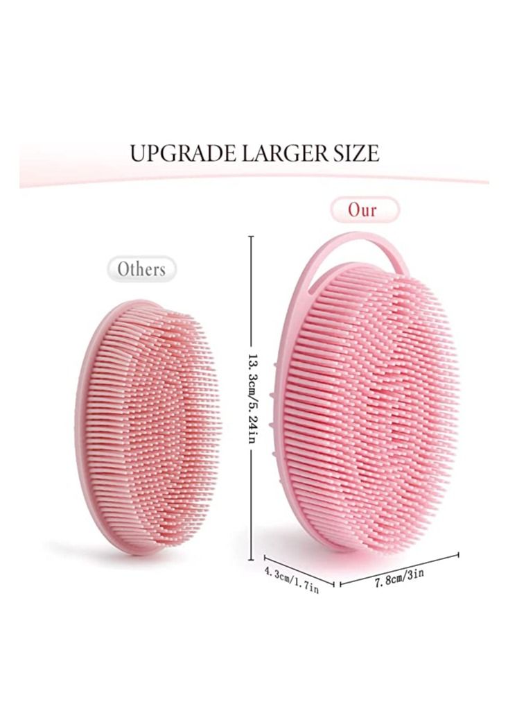2 PCS Silicone Body Scrubber Soft Silicone Loofah 2 in 1 Bath and Shampoo Brush Shower Scrubber for Body Cleaning Exfoliating Skin and Well Lather for Sensitive and All Kinds of Skin - Image 4