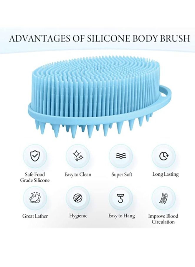 2 PCS Silicone Body Scrubber Soft Silicone Loofah 2 in 1 Bath and Shampoo Brush Shower Scrubber for Body Cleaning Exfoliating Skin and Well Lather for Sensitive and All Kinds of Skin - Image 3