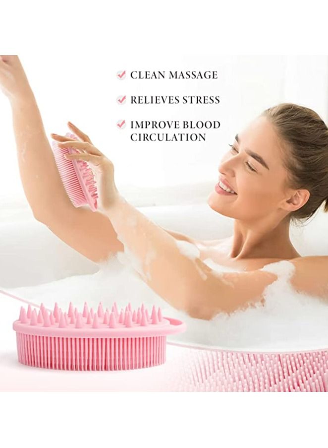 2 PCS Silicone Body Scrubber Soft Silicone Loofah 2 in 1 Bath and Shampoo Brush Shower Scrubber for Body Cleaning Exfoliating Skin and Well Lather for Sensitive and All Kinds of Skin - Image 5