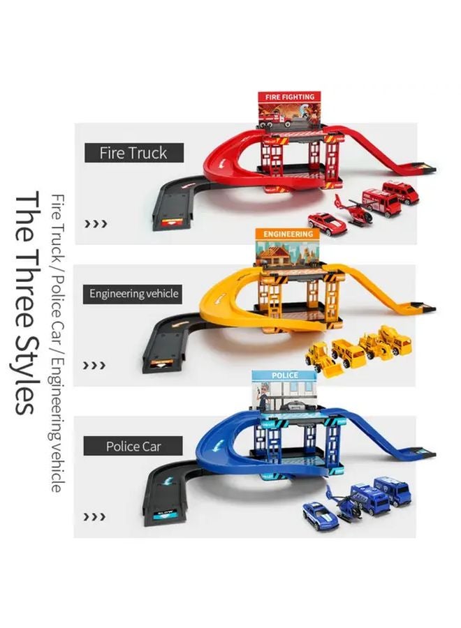 Dinosaur Track Toy Firefighting Military Vehicle Multi Story Parking Lot Play Set - Image 5