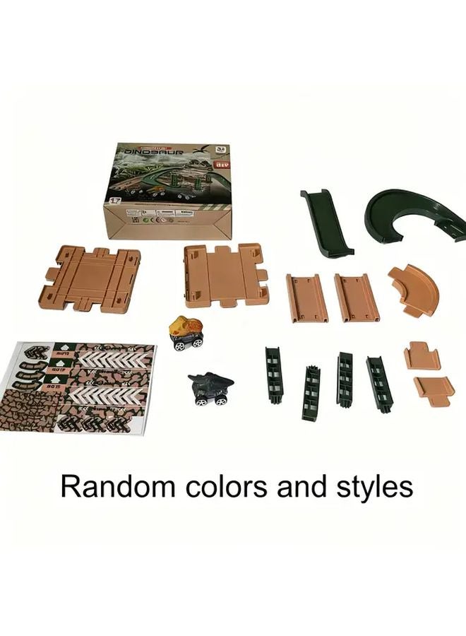 Dinosaur Track Toy Firefighting Military Vehicle Multi Story Parking Lot Play Set - Image 1