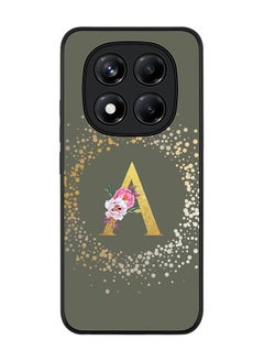 Stylizedd For Xiaomi Redmi Note 14 Pro 5G / X7 5G Case,Slim fit Camera Protection, Shockproof Thin Phone cover  - Custom Monogram Floral - A  (Olive Green )  - Image 1