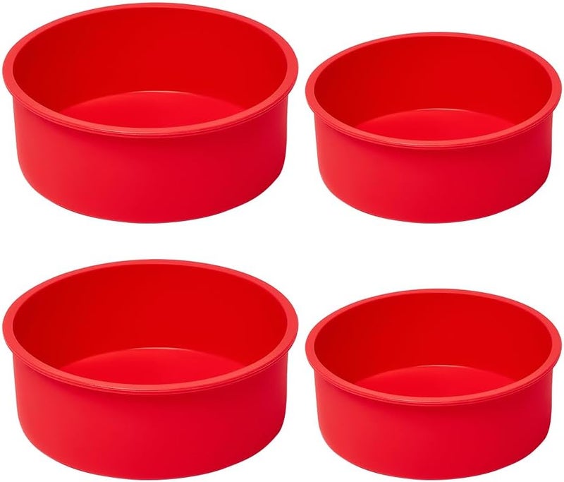 saphe 4 packs Silicone Cake Pans for Baking,Round Cake Molds for Cupcake,Cheese Cakes and Chocolate Cakes, Non-stick silicone bakeware sets BPA free(2 pcs 6 inch + 2 pcs 8 inch) - Image 1
