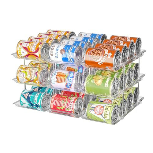 Can Organizer for Pantry 3 Sets 3 Tiers Can Storage Organizer PantrySoda Can Organizer for Fridge 36 Cans Rack Automatic Rolling Stackable Canned Food OrganizerClear
