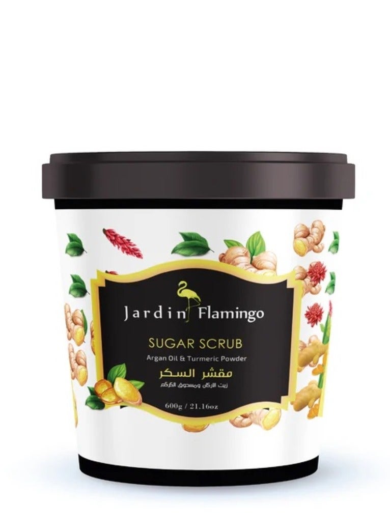 Jardin Flamingo Sugar Scrub Argan Oil and Turmeric Powder 600g - Image 1