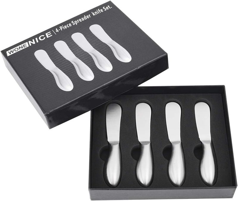 WoneNice 4-Piece Spreader Knife Set, Stainless Steel for Cheese Butter Jam, Dishwasher Safe Kitchen & Serving Utensils, Gift for Wedding Housewarming Christmas - Image 3