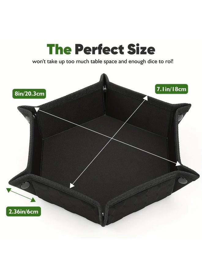 Black Folding Hexagonal Dice Tray for RPG DND Tabletop Games 3 Pieces - Image 3