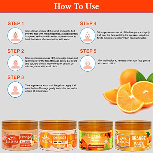 Lilium Suppleness & Smoothness Orange Facial Kit 1000GM | Nourishes & Tighten The Skin | Minimizes Signs of Ageing, Wrinkles, Fine Lines & Dark Spots |Skin Exfoliation & Refreshed Glowing Skin - Image 5