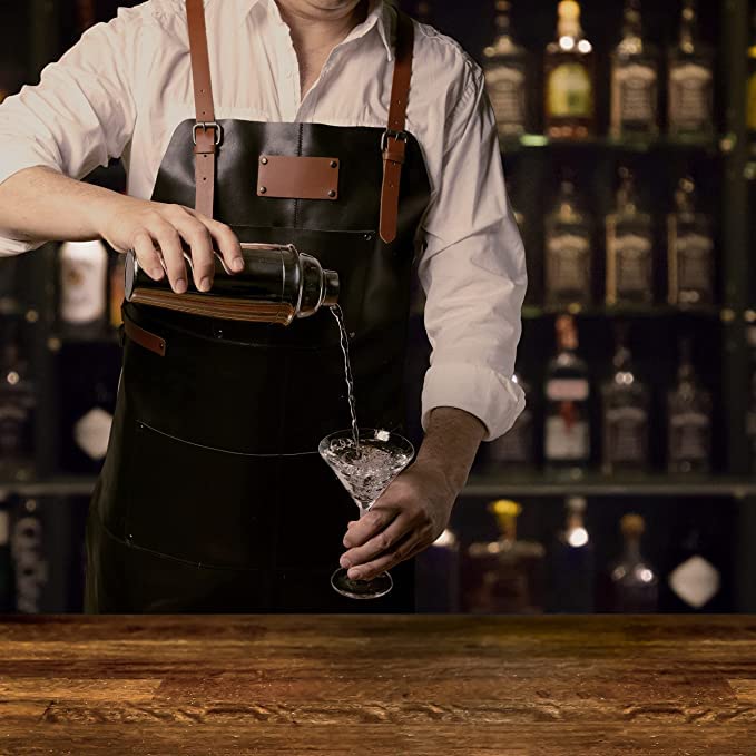 Theodore Genuine Leather Apron – CrossBack straps, BBQ, Woodworking, Barista, & Work Apron, with 3 Spacious Pockets & Adjustable Straps – Brown - Image 4