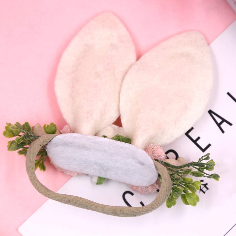 KIDOCHEESE Bunny Rose Ears Easter Headbands Baby Girls Flower Crown Spring Headbands (C) - Image 4