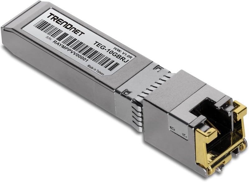 Trend Net 10G RJ-45 Copper SFP+ Module, Convert A Standard SFP+ Slot Into A RJ-45 Multi-Gigabit Port, Connect Devices Up to 30m (98ft), Hot-Pluggable, Lifetime Protection, Silver, TEG-10GBRJ - Image 1