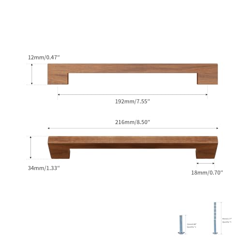 Evionlin Walnut Square 712in 2 pcs Wooden Drawer Pulls Handle pulls for cabinets Kitchen Cabinet Drawer pulls Cabinet Door Pull - Image 3