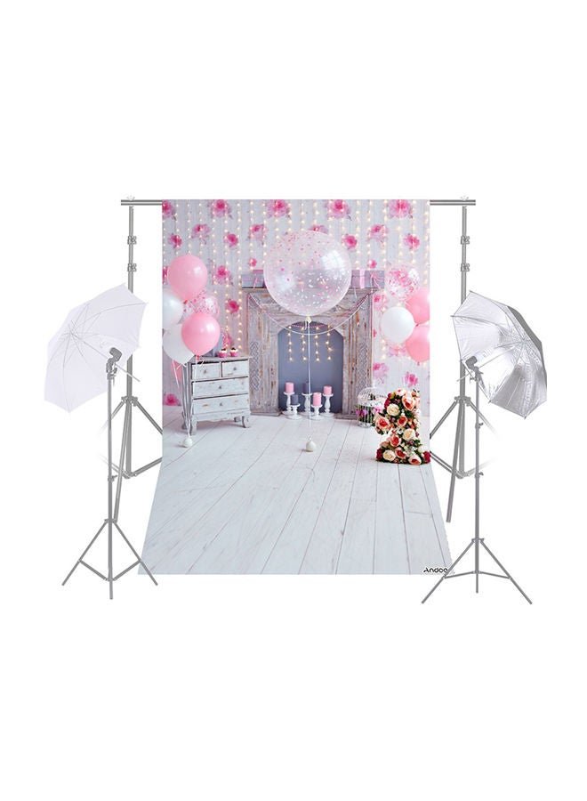 NIBEMINENT Balloon Children Photo Studio Background White/Pink/Red  - Image 2