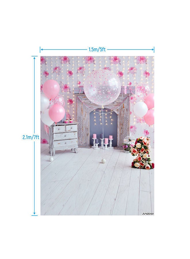 NIBEMINENT Balloon Children Photo Studio Background White/Pink/Red  - Image 3