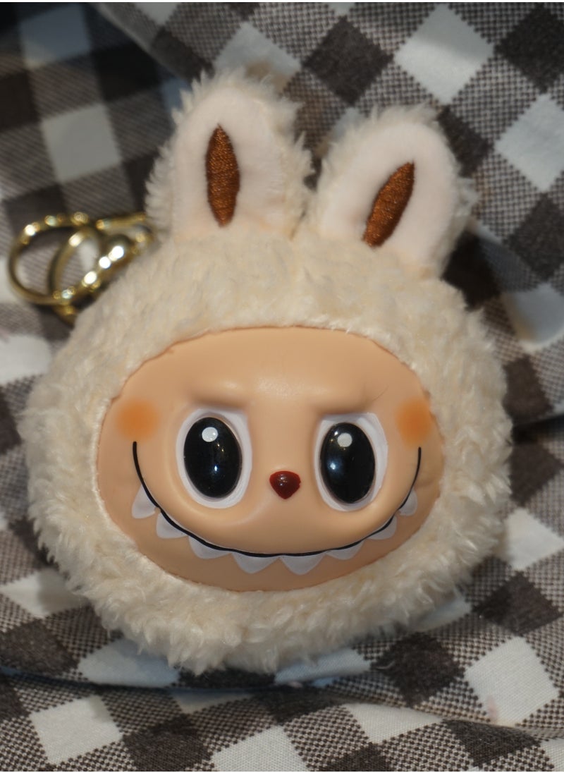 Generic - Labubu Beige Plush Keychain – Soft Cream Bunny Pendant, Neutral and Elegant - Image 1