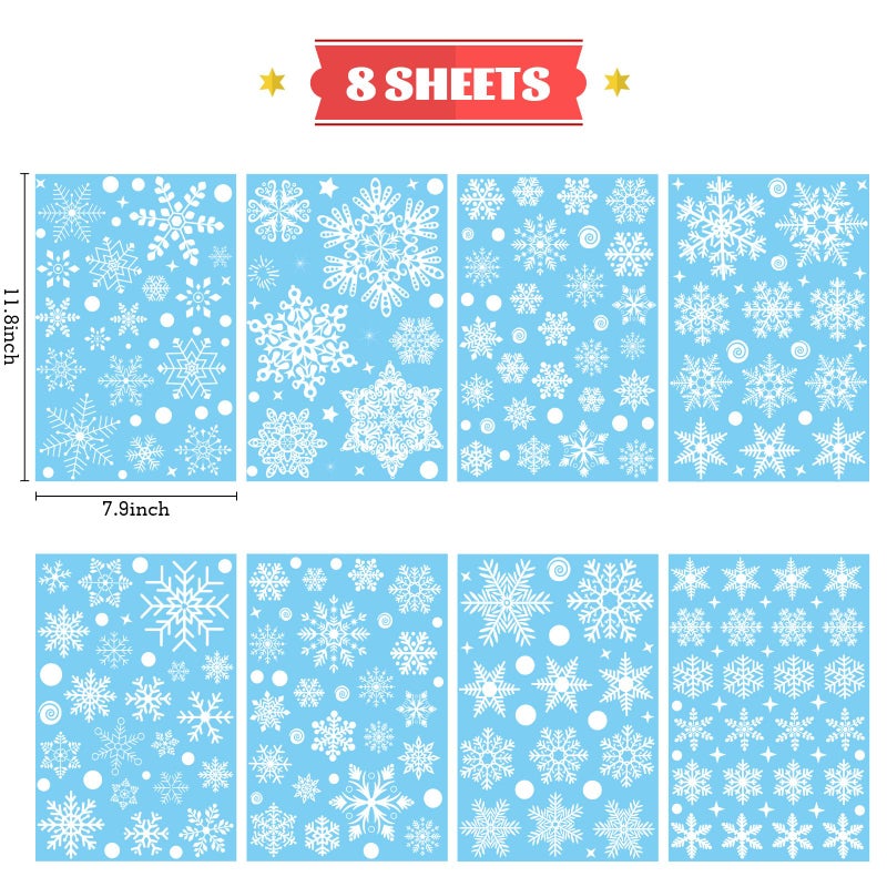 Hidreas 258 PCS Snowflake Window Clings عيد الميلاد نافذة الكربات زخارف نافذة عيد الميلاد لنافذة عيد الميلاد - Image 2