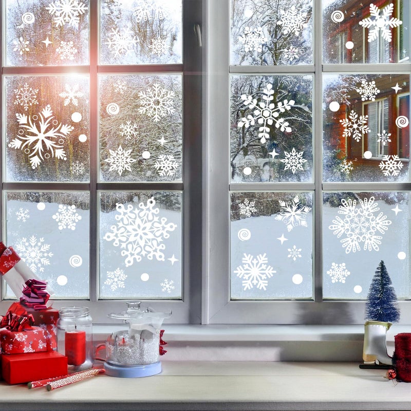 Hidreas 258 PCS Snowflake Window Clings عيد الميلاد نافذة الكربات زخارف نافذة عيد الميلاد لنافذة عيد الميلاد - Image 4