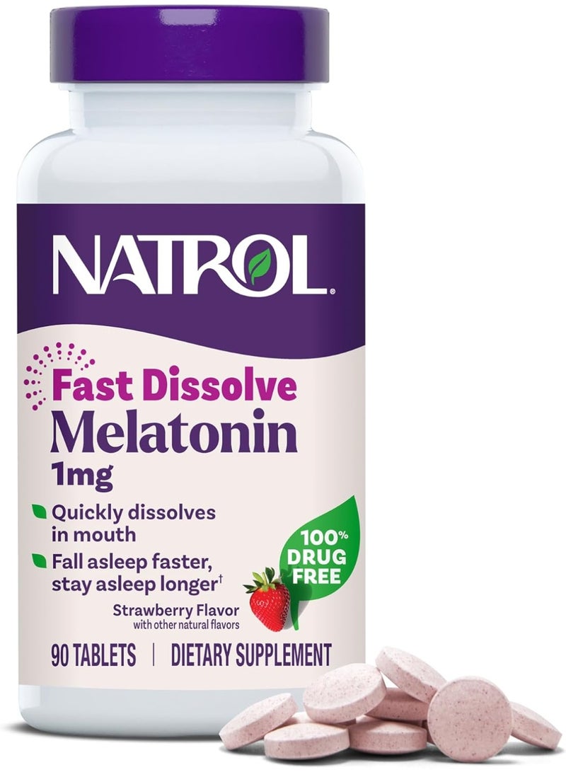 Natrolabs Natrol 1mg Melatonin Fast Dissolving Strawberry 90 Tablets - Image 1