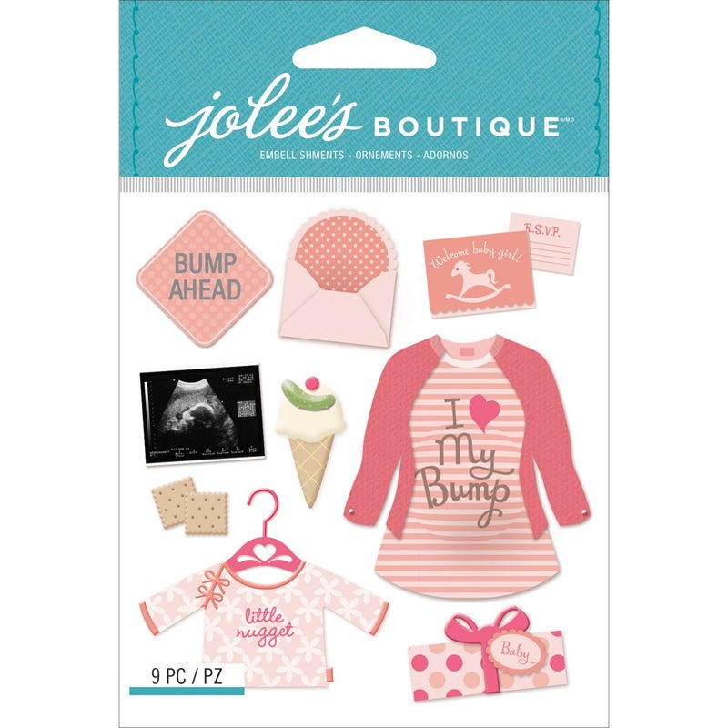 EK Success Jolee's Boutique Dimensional Stickers, Baby Girl Pregnancy - Image 3