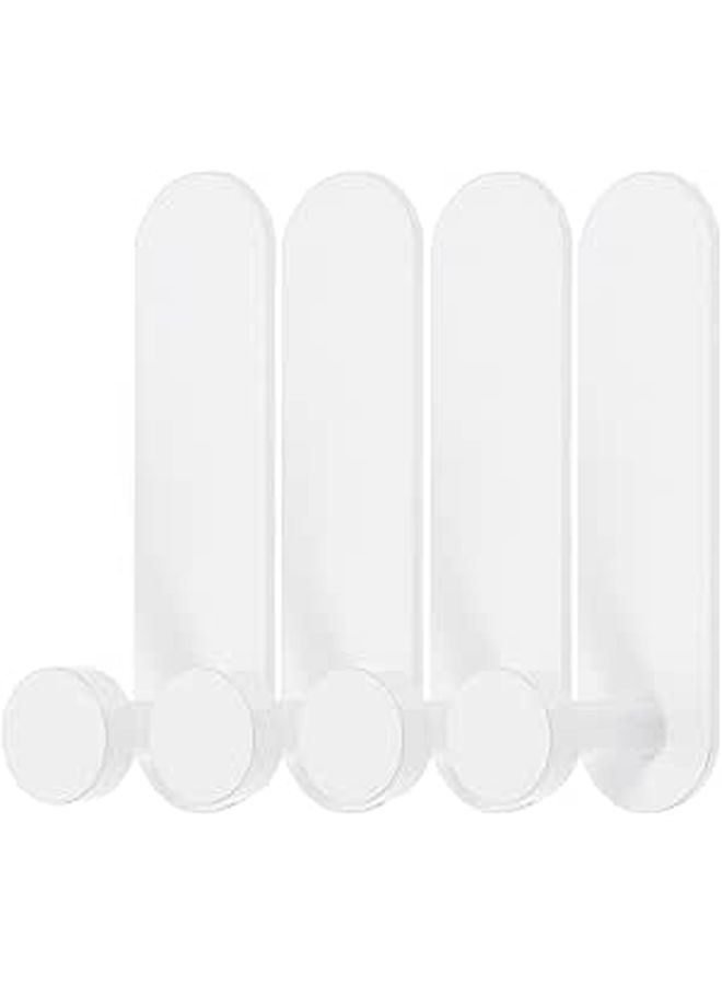 White Self Adhesive Heavy Duty Wall Hooks 4 Pack For Coats Hats Towels Storage - Image 1
