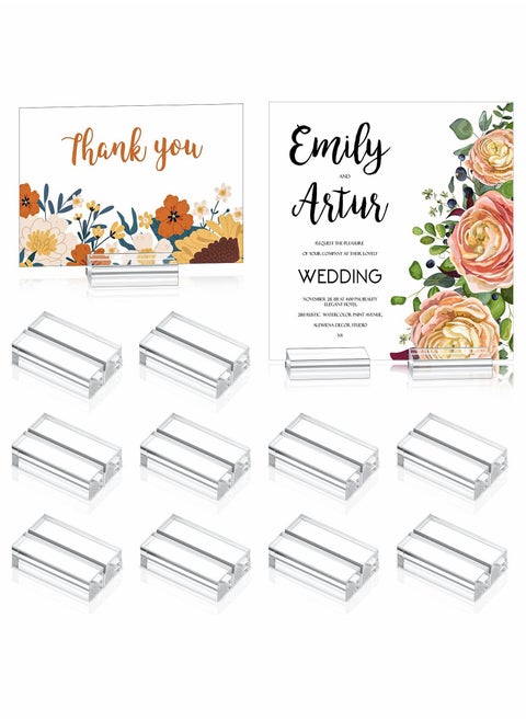 Clear Acrylic Stands - 10 Pack Place Card Holders for Table Numbers, Card Displays, Dining Tables, Weddings, Offices, Photos, and Business Cards. Perfect for Events and Professional Use!