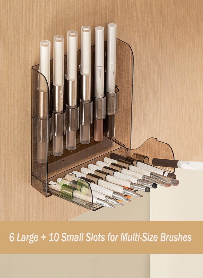 MORNITE Wall-Mounted Makeup Eyeliner Lip Liner Organizer Holder, 16-Slot Cabinet Storage for Brush, Makeup Pencils, Concealer Pencil Display Case for Vanity Bathroom, Clear - Image 4