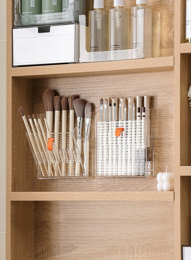 MORNITE Wall-Mounted Makeup Eyeliner Lip Liner Organizer Holder, 16-Slot Cabinet Storage for Brush, Makeup Pencils, Concealer Pencil Display Case for Vanity Bathroom, Clear - Image 2