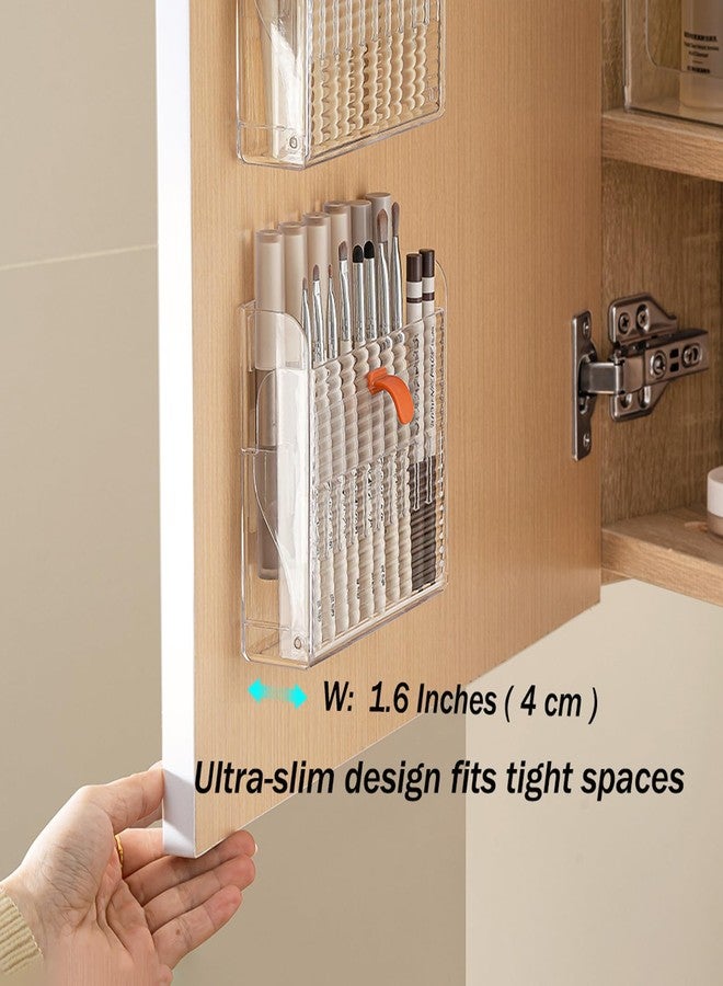 MORNITE Wall-Mounted Makeup Eyeliner Lip Liner Organizer Holder, 16-Slot Cabinet Storage for Brush, Makeup Pencils, Concealer Pencil Display Case for Vanity Bathroom, Clear - Image 3