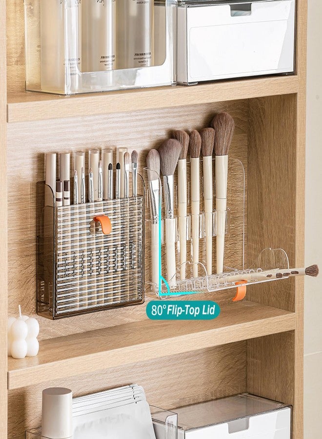 MORNITE Wall-Mounted Makeup Eyeliner Lip Liner Organizer Holder, 16-Slot Cabinet Storage for Brush, Makeup Pencils, Concealer Pencil Display Case for Vanity Bathroom, Clear - Image 5