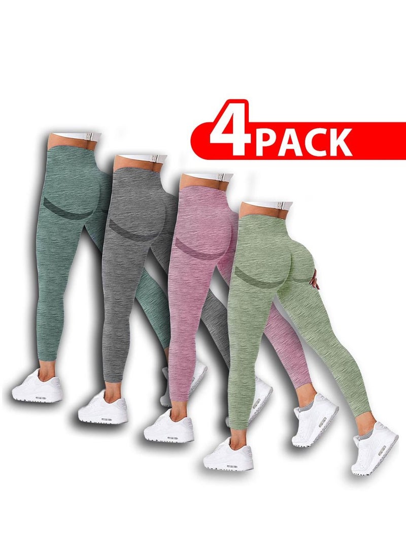 CATANES 4 Pack Of Women Seamless Legging Tummy Control High Waist Workout Gym Yoga Pants Xlarge Multicolour - Image 1
