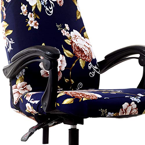 WOMACO Printed Office Chair Covers, Stretch Computer Universal Boss Modern Simplism Style High Back Chair Slipcover - Peony, Large - Image 3