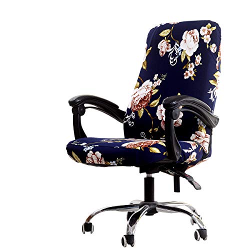 WOMACO Printed Office Chair Covers, Stretch Computer Universal Boss Modern Simplism Style High Back Chair Slipcover - Peony, Large - Image 1