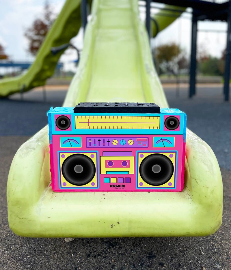 Jergrim Boombox PiÃ±ata 4-Piece Set perfect for Retro Birthday Party, Decorations, 80s Parties, Hip Hop 90s, 1980â€™s Radio PiÃ±ata for kids and adults (17â€X10â€) Durable! - Image 3