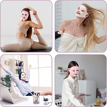 COMNICO COMNICO 4pcs Reusable Silicone Facial Mask Moisturizing Skin Mask Cover 3D Face Wrap Holder Prevent Evaporation Falling EarHook Loops Skincare Beauty Spa Tool TransparentPink  - Image 4