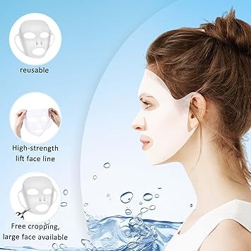 COMNICO COMNICO 4pcs Reusable Silicone Facial Mask Moisturizing Skin Mask Cover 3D Face Wrap Holder Prevent Evaporation Falling EarHook Loops Skincare Beauty Spa Tool TransparentPink  - Image 3