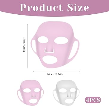 COMNICO COMNICO 4pcs Reusable Silicone Facial Mask Moisturizing Skin Mask Cover 3D Face Wrap Holder Prevent Evaporation Falling EarHook Loops Skincare Beauty Spa Tool TransparentPink  - Image 2