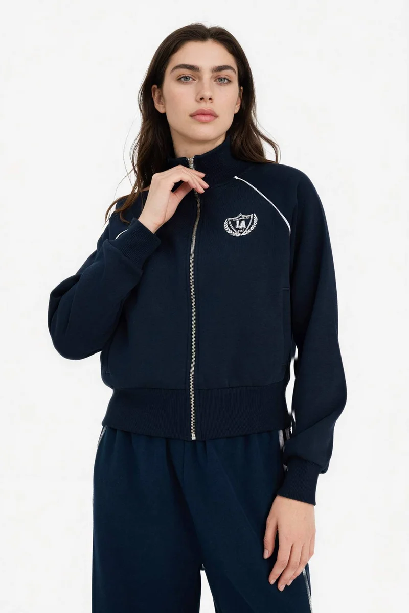DeFacto Loose Fit Half Turtleneck Thick Fabric Zip-Up Sweatshirt