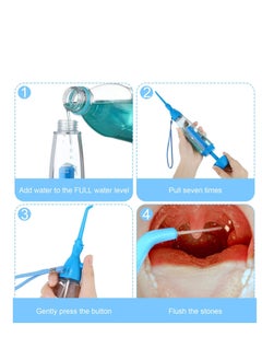 Excefore Water Dental Flosser, Pick Non Electric Portable Affordable Oral Irrigator, Cordless Manual Air Pressure, for Teeth Oral Irrigator Water Teeth Cleaner, Simple Operation for Home and Travel (Blue)  - Image 5