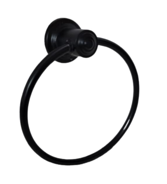 Proniks Wall Mounted Stainless Steel with Matt Black Color Round Napkin Holder | Towel Hanger Ring for | Kitchen | Wash Area | Bathroom with Fitting Accessories (Round Pipe Ring with Cap) - Image 1