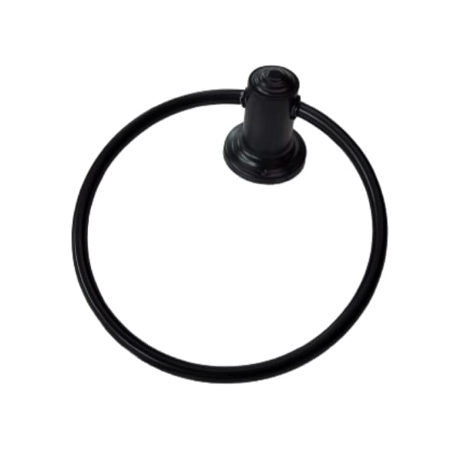Proniks Wall Mounted Stainless Steel with Matt Black Color Round Napkin Holder | Towel Hanger Ring for | Kitchen | Wash Area | Bathroom with Fitting Accessories (Round Pipe Ring with Cap) - Image 2