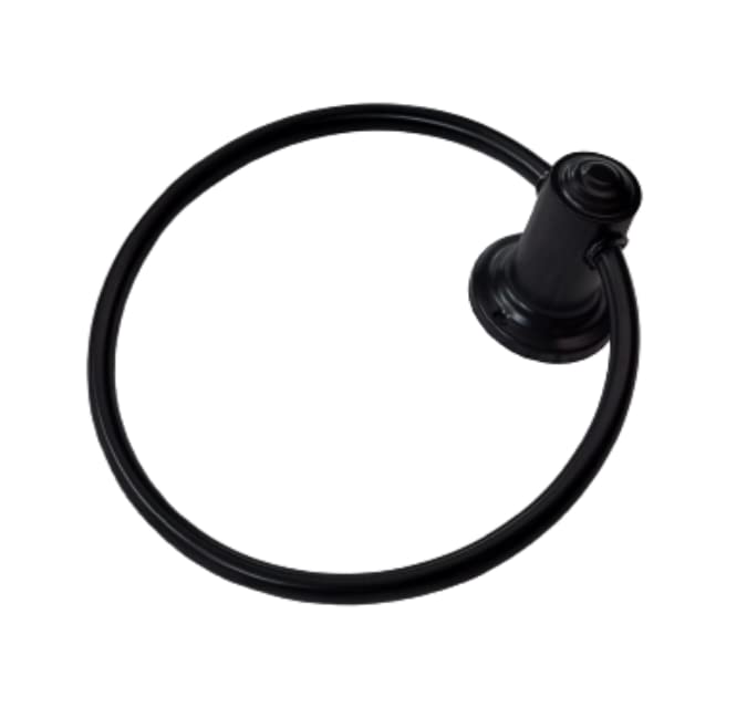 Proniks Wall Mounted Stainless Steel with Matt Black Color Round Napkin Holder | Towel Hanger Ring for | Kitchen | Wash Area | Bathroom with Fitting Accessories (Round Pipe Ring with Cap) - Image 3