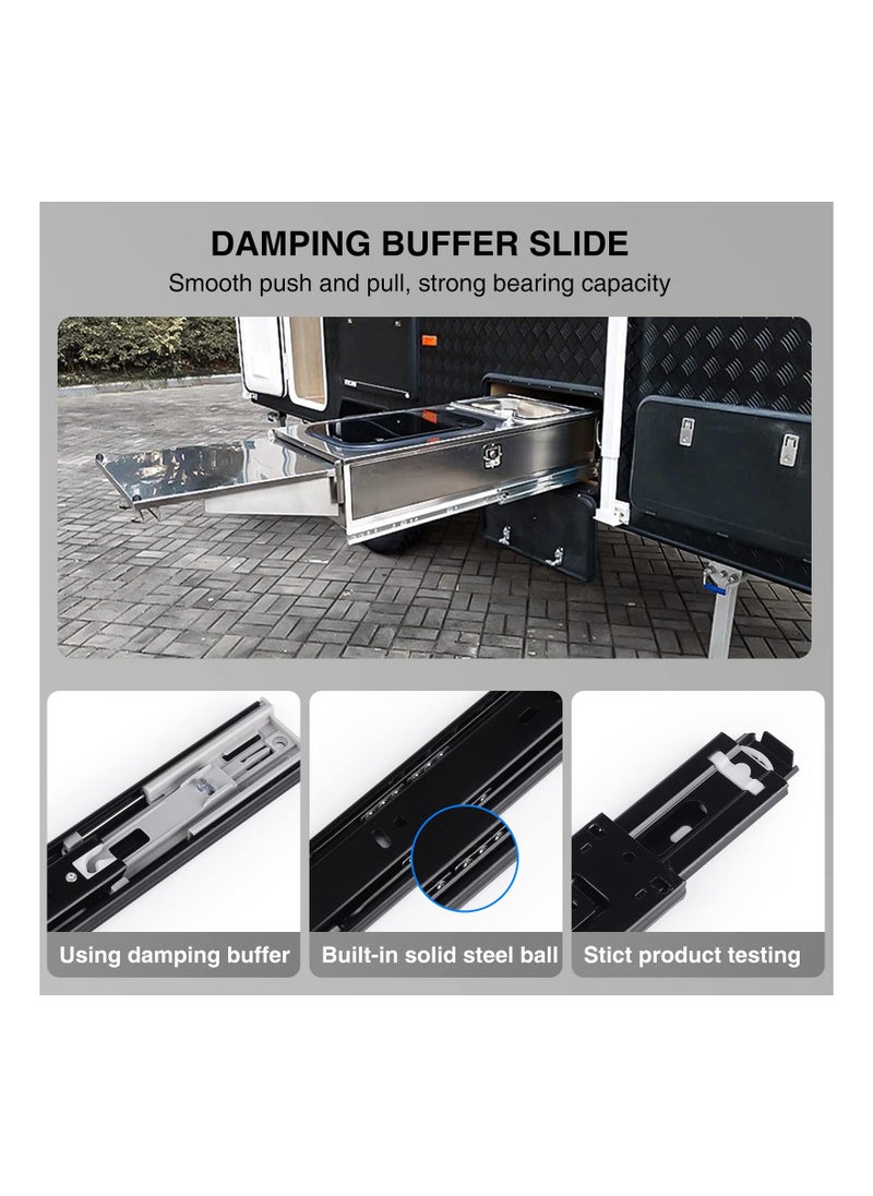 Excefore - Full Extension Drawer Runners , 250 mm Kitchen Cabinet Slides Replacement Rails Guide Glides with Heavy Duty 45kg Load Capacity Side Mount Ball(Black) - Image 1