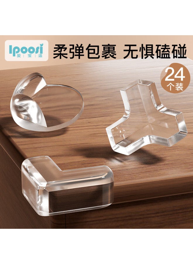 Lovebox Aibao Children's Transparent Anti-collision Corner Guards, Furniture Edge Protectors, Table Edge Protectors, 24 Pieces, S742 - Image 1