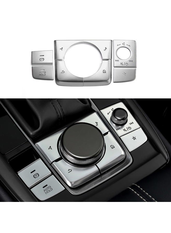 ANFOKAS 8pcs Compatible with Mazda 3 CX-30 CX-50 2025 2024 2023 2022 2021 2020 Accessories Car Center Console Cover Gears Gear Panel Gear Shift Knob Button Cover Trims -Silver - Image 1