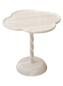 XiuWoo Widen Floral Spiral Column End Table ,Bedroom Bedside Table, Lightweight PP Home Corner Table, Small Home Multifunctional Leisure Table,White  - Image 2