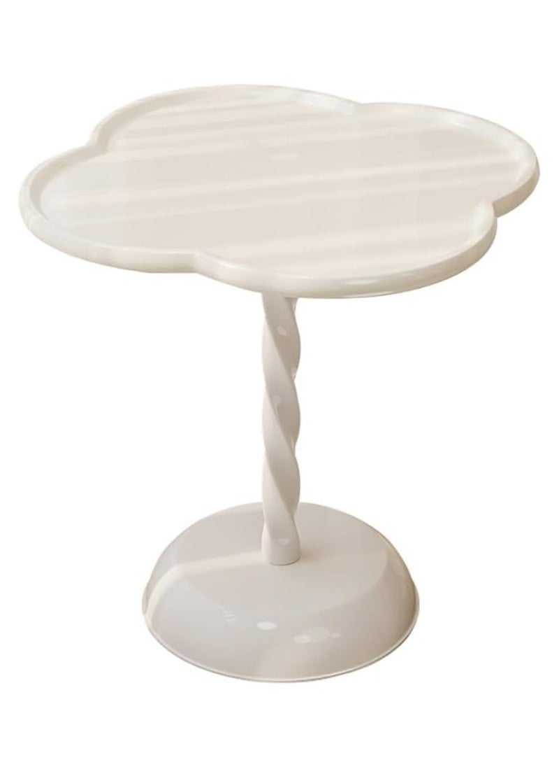 XiuWoo - Widen Floral Spiral Column End Table ,Bedroom Bedside Table, Lightweight PP Home Corner Table, Small Home Multifunctional Leisure Table,White - Image 1